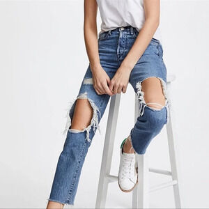 3x1 Boyfriend‎ Straight Leg Jeans Ripped Knee Jeans Indie Grunge NWT Size 24
